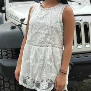 Ivory Lacey Lined Tank Top